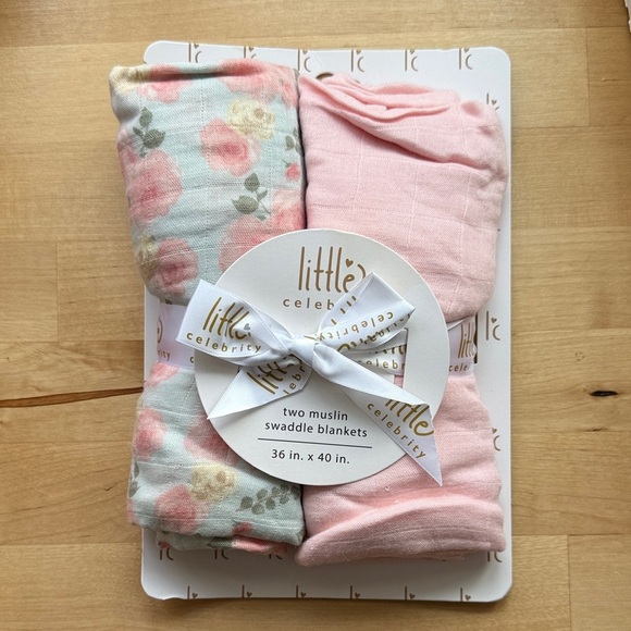 Other - Pink and Floral Muslin Swaddle Blankets